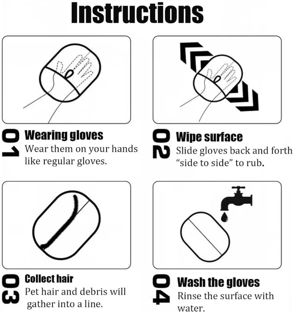 Pet Grooming Gloves – Gentle Hair Remover & Massage Brush for Dogs & Cats