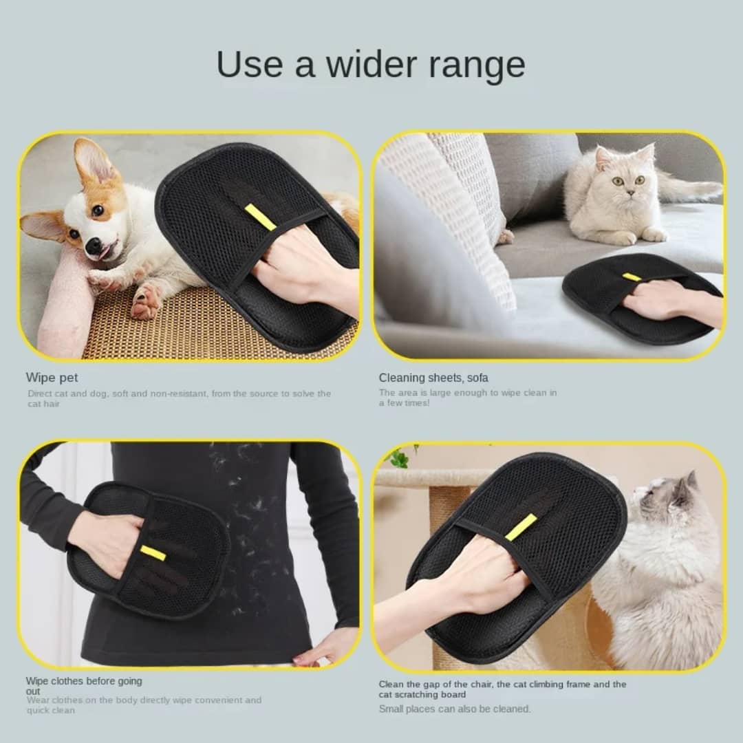 Pet Grooming Gloves – Gentle Hair Remover & Massage Brush for Dogs & Cats