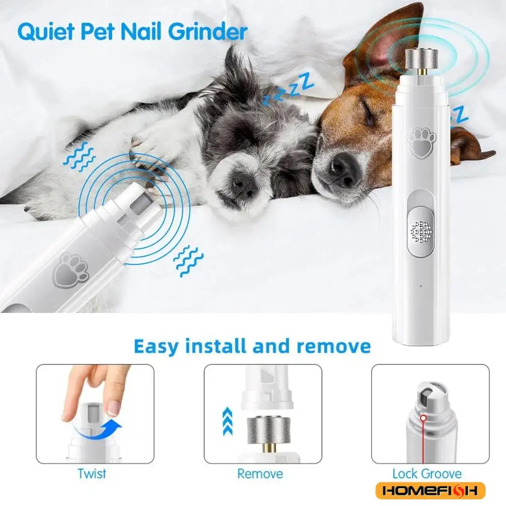 Electric Dog & Cat Nail Grinder – USB Rechargeable Pet Nail Trimmer with Low Vibration