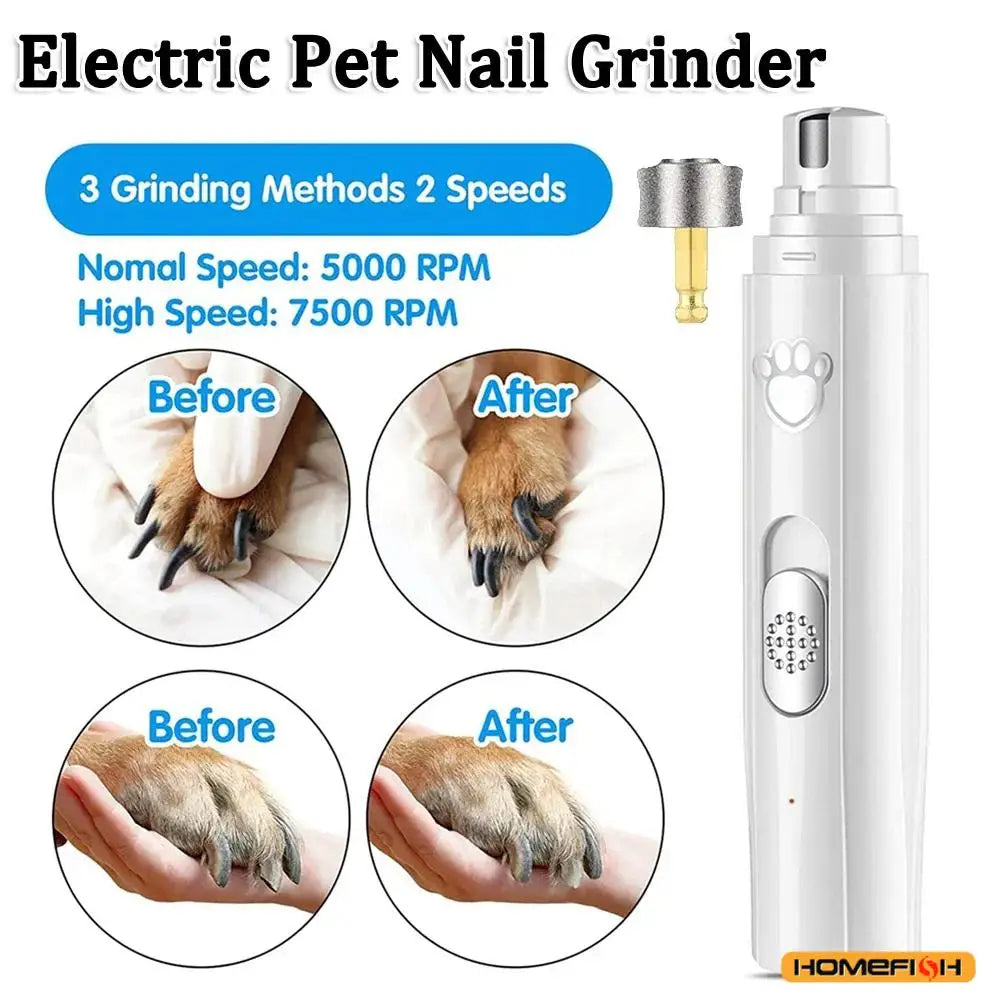 Electric Dog & Cat Nail Grinder – USB Rechargeable Pet Nail Trimmer with Low Vibration