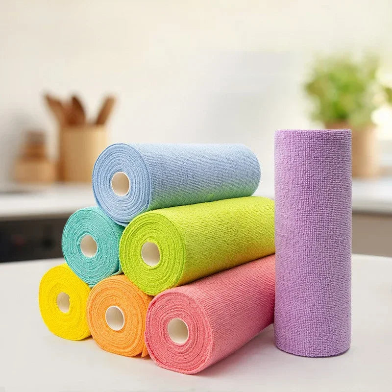“Magic Reusable Microfiber Cleaning Roll – Sparkling Clean in Seconds!”