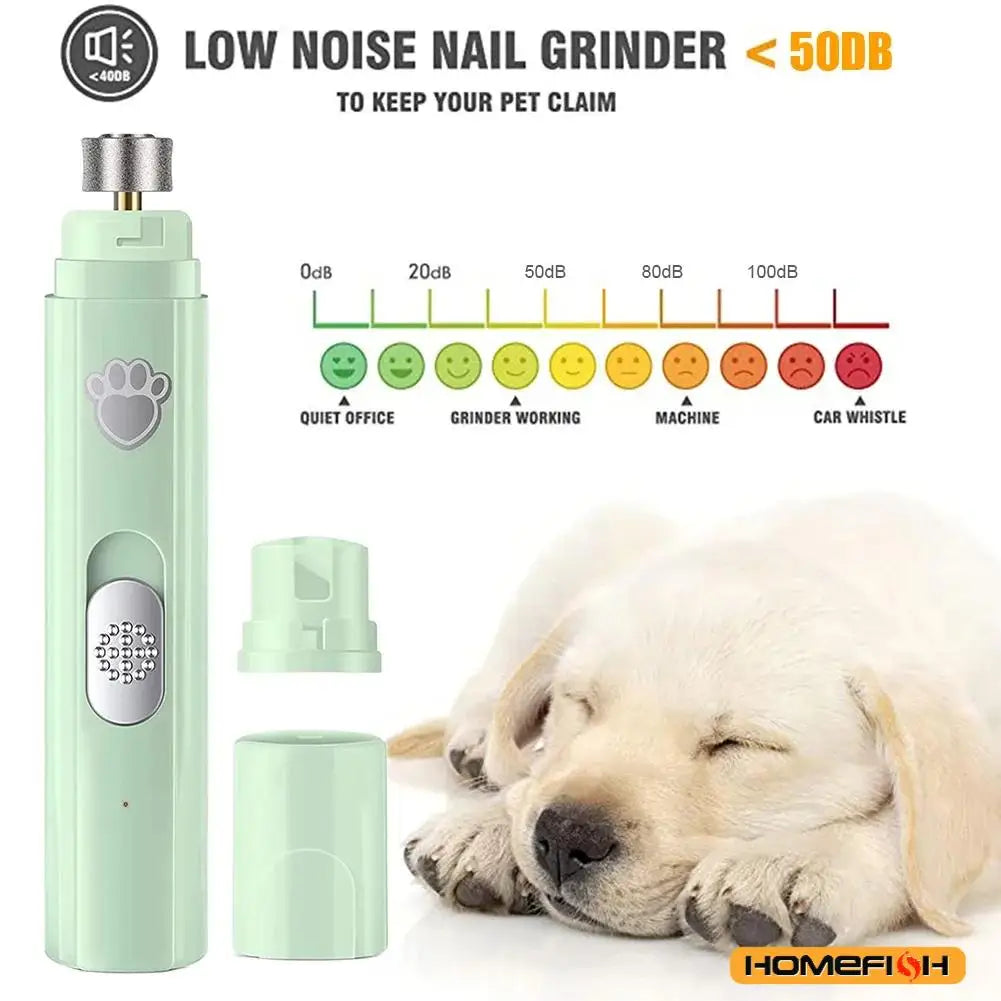 Electric Dog & Cat Nail Grinder – USB Rechargeable Pet Nail Trimmer with Low Vibration