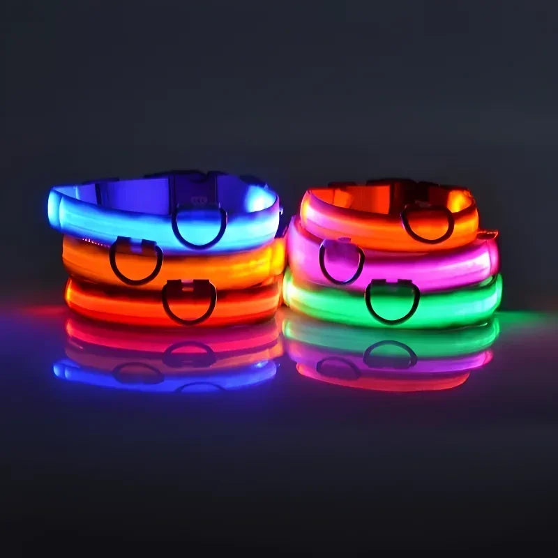 LED Dog Collar – Nylon Luminous Night Safety Flashing Glow-in-the-Dark Collar for Dogs