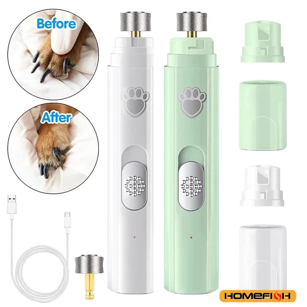Electric Dog & Cat Nail Grinder – USB Rechargeable Pet Nail Trimmer with Low Vibration