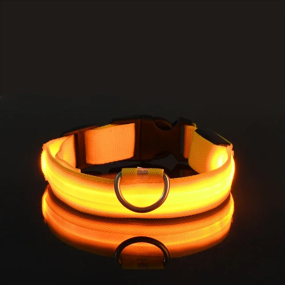 LED Dog Collar – Nylon Luminous Night Safety Flashing Glow-in-the-Dark Collar for Dogs