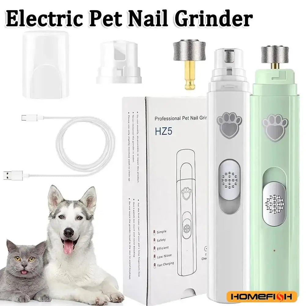 Electric Dog & Cat Nail Grinder – USB Rechargeable Pet Nail Trimmer with Low Vibration