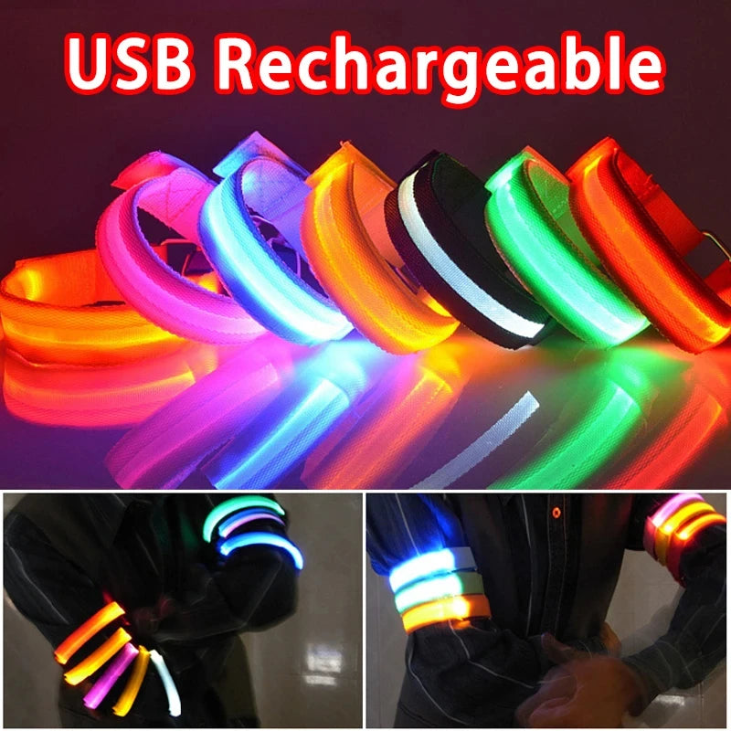 LED Night Running Armband – USB Rechargeable Safety Light for Cycling, Jogging & Outdoor Sports