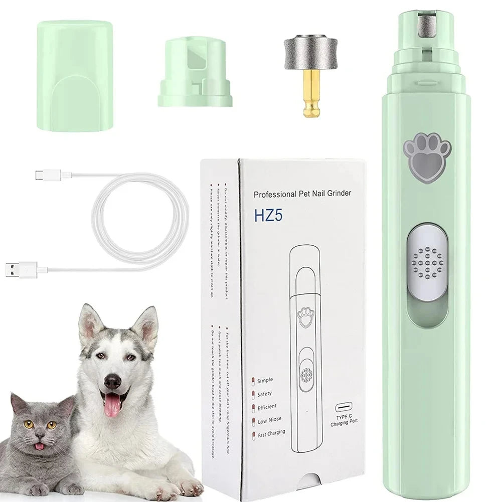 Electric Dog & Cat Nail Grinder – USB Rechargeable Pet Nail Trimmer with Low Vibration