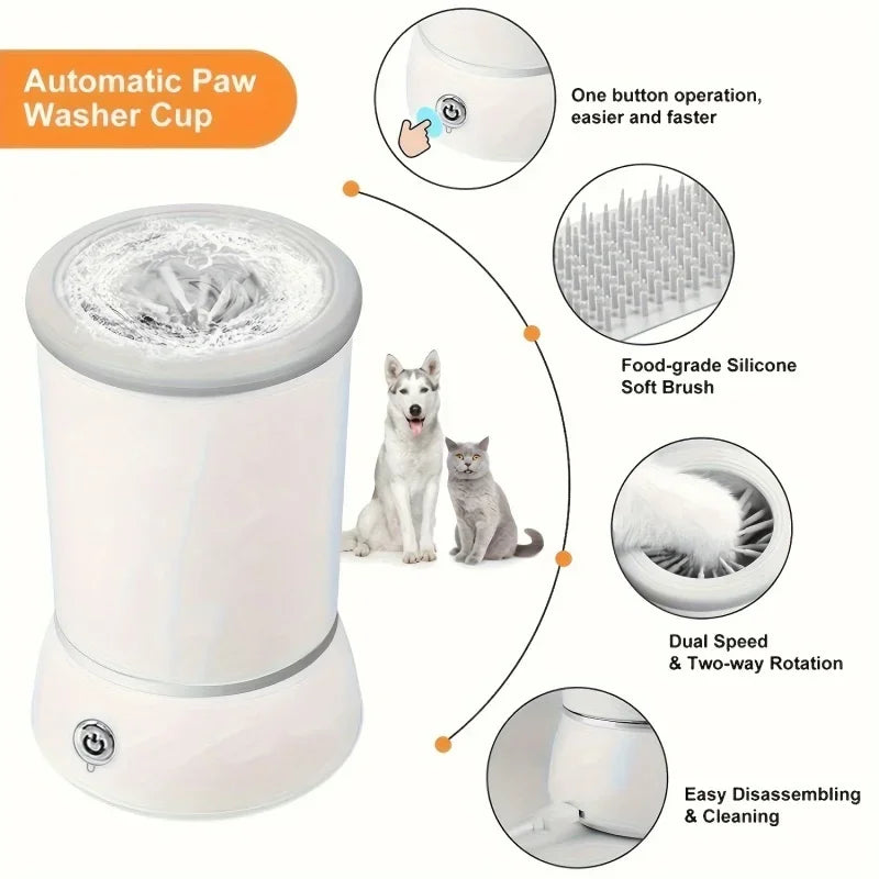 Automatic Dog & Cat Paw Washer – Electric Pet Foot Cleaner with Soft Bristles