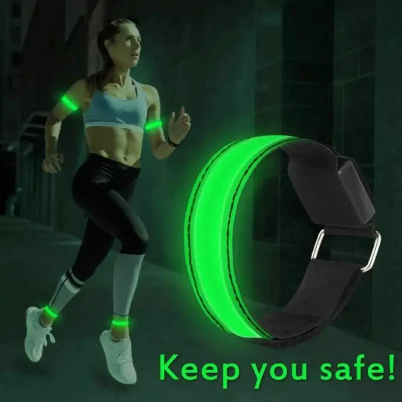 LED Night Running Armband – USB Rechargeable Safety Light for Cycling, Jogging & Outdoor Sports