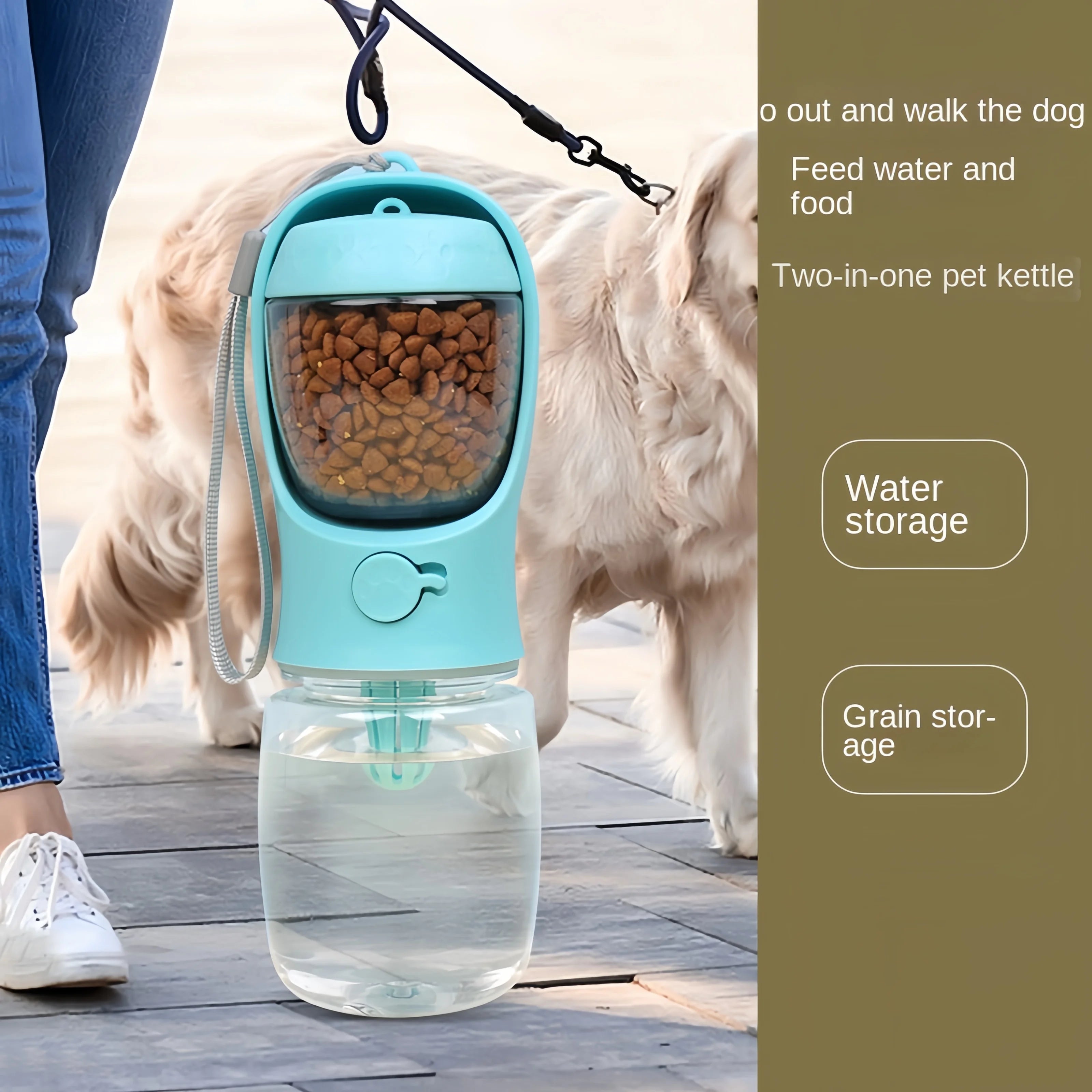 2-in-1 Portable Pet Water &amp; Food Bottle – Leakproof Travel Feeder for Dogs &amp; Cats, Outdoor Pet Drinking Bowl
