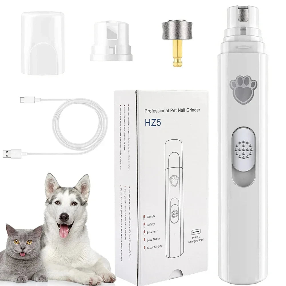 Electric Dog & Cat Nail Grinder – USB Rechargeable Pet Nail Trimmer with Low Vibration